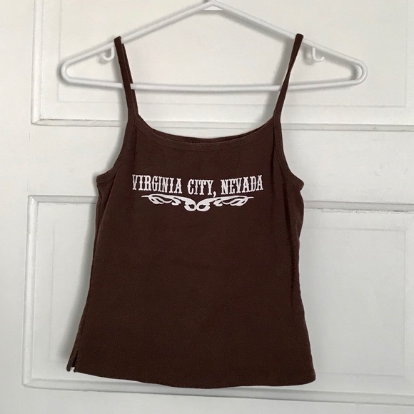 Brown Cropped Tank Top - Picture 1 of 3